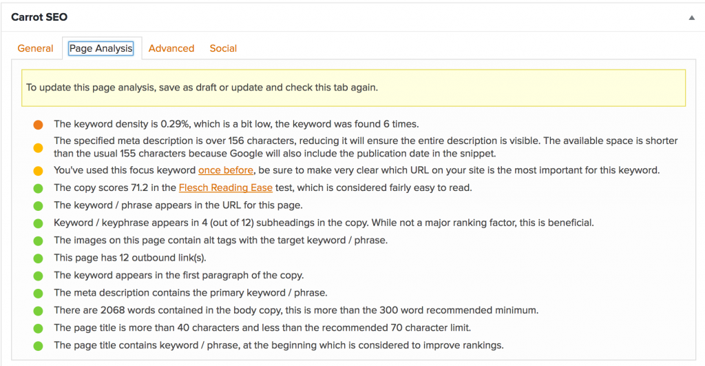 Carrot SEO grader tool