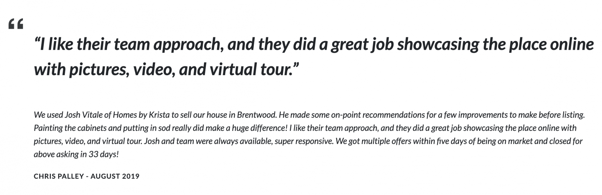 example testimonial for real estate agents