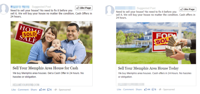 Facebook ad for real estate