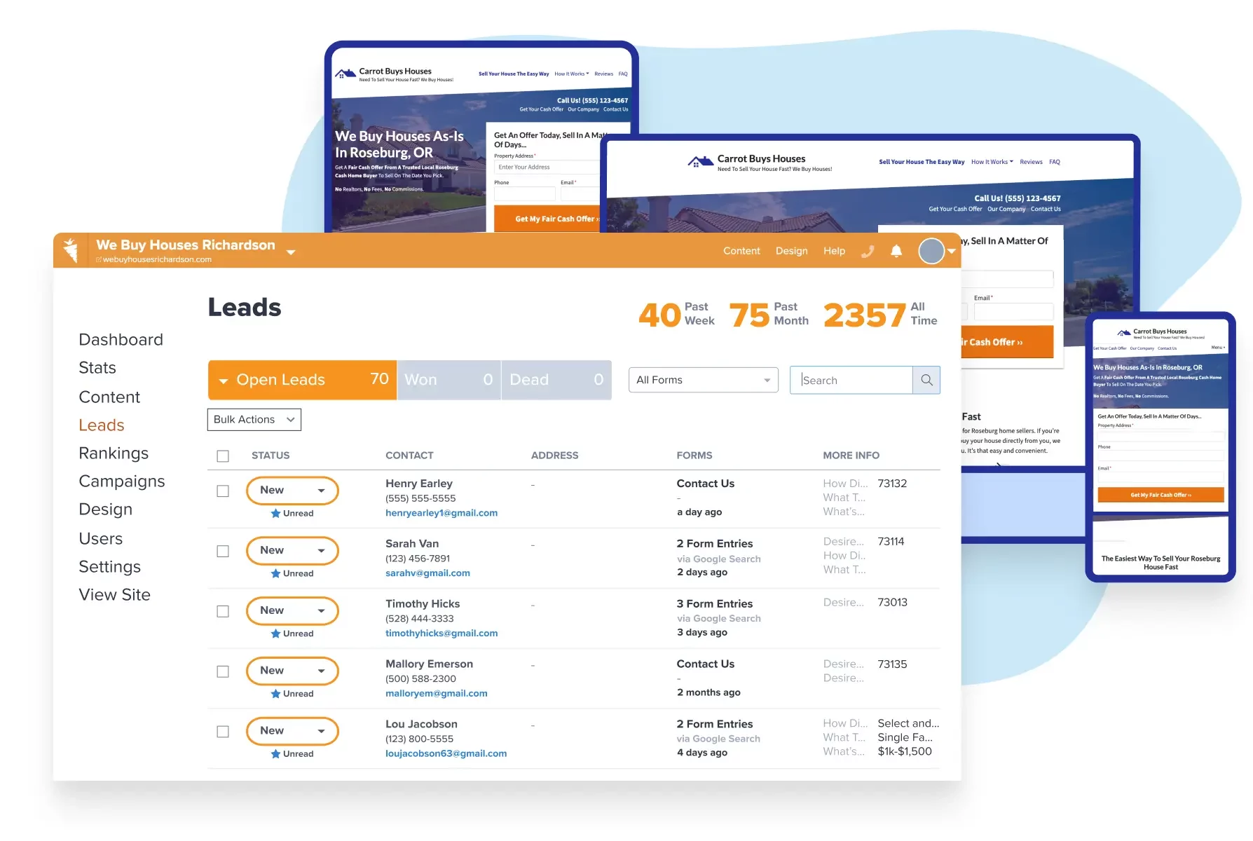 real estate investor demo lead flow