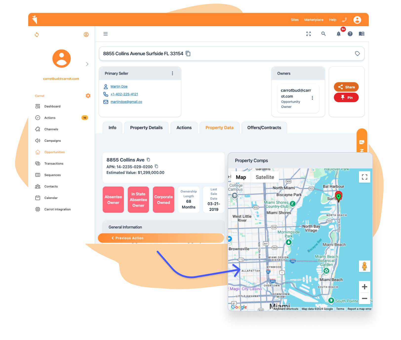 Carrot CRM comp properties view