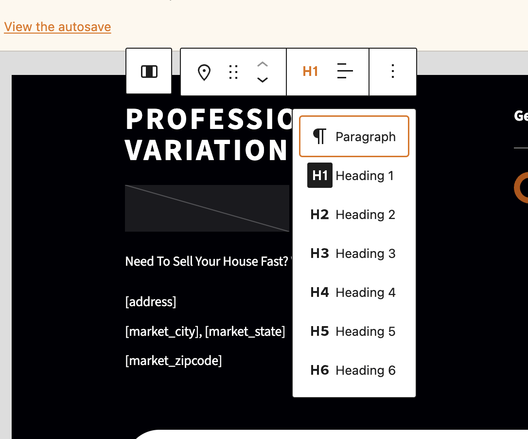 screenshot of the Site TItle block in action